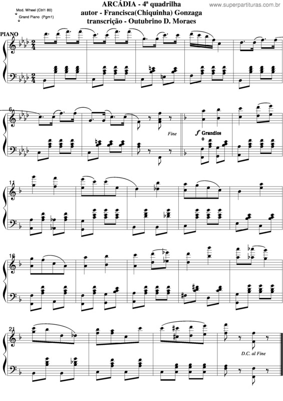 Partitura da música Arcadia v.4