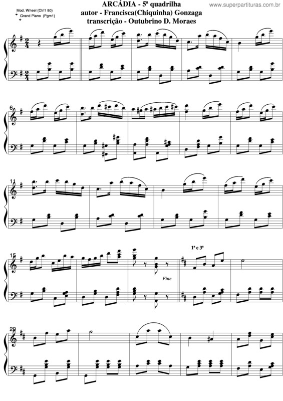 Partitura da música Arcadia v.5