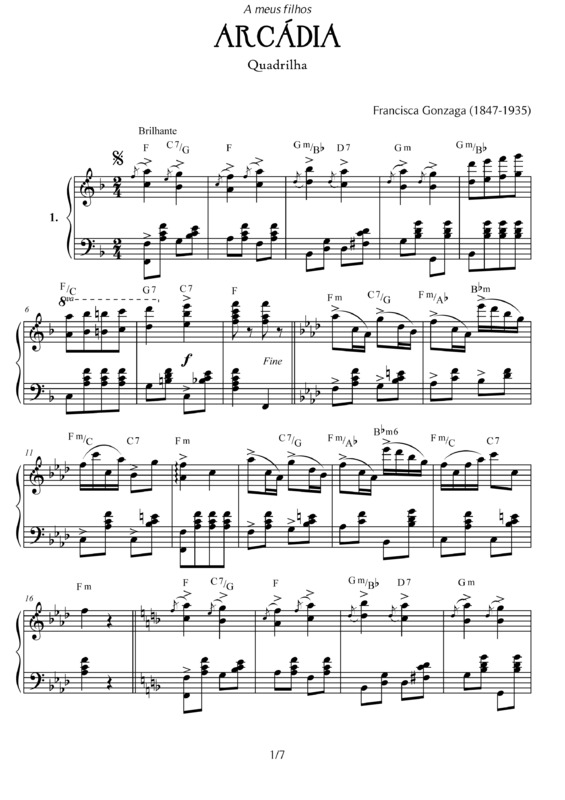 Partitura da música Arcádia v.6