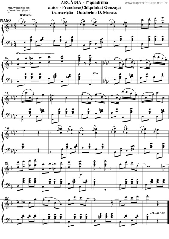 Partitura da música Arcadia