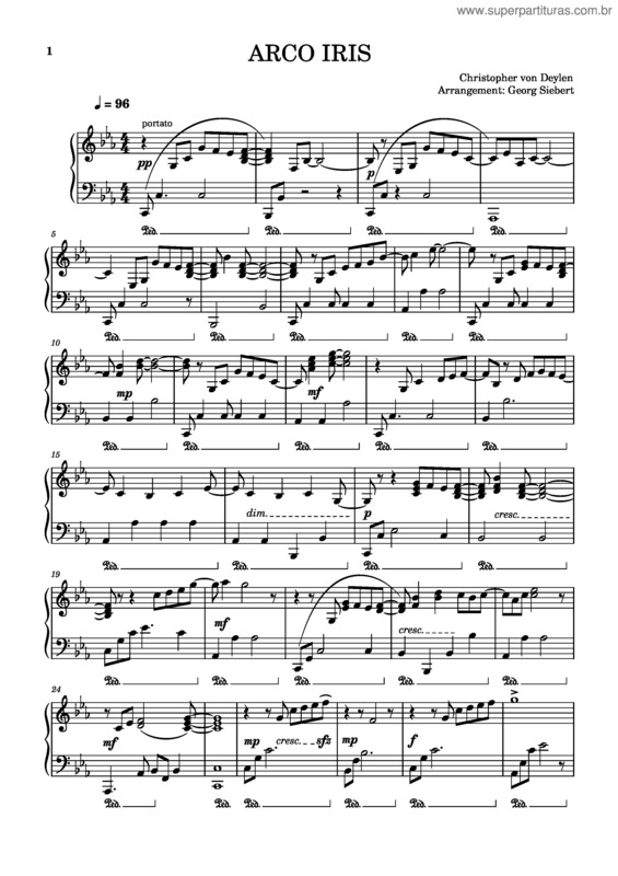 Partitura da música Arco Iris – Christopher Von Deylen