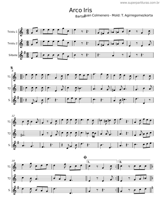 Partitura da música Arco Iris v.4