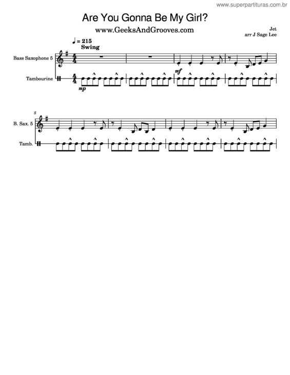 Partitura da música Are You Gonna Be My Girl – Jet Are You Gonna Be My Girl – Jet