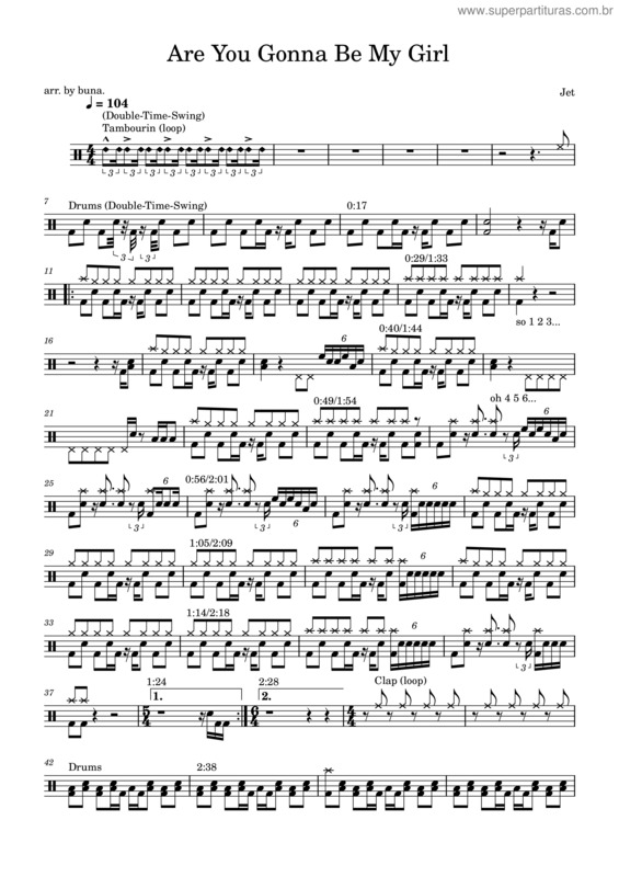 Partitura da música Are You Gonna Be My Girl – Jet