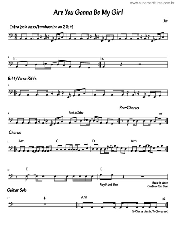 Partitura da música Are You Gonna Be My Girl