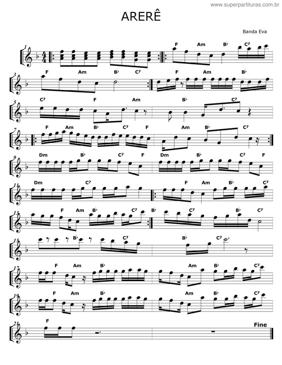 Partitura da música Arerê v.2