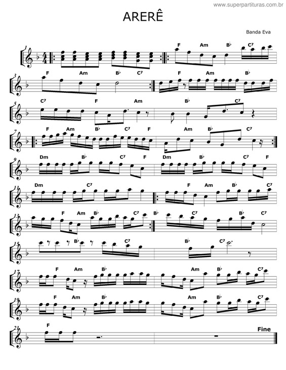 Partitura da música Arerê v.2