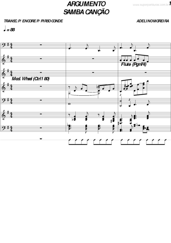 Partitura da música Argumento