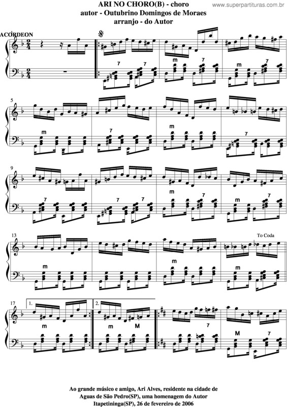 Partitura da música Ari No Choro v.3