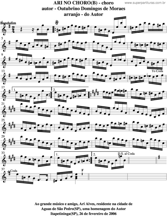 Partitura da música Ari No Choro v.4