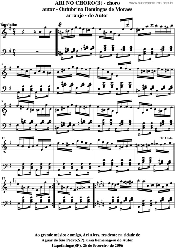 Partitura da música Ari No Choro v.5