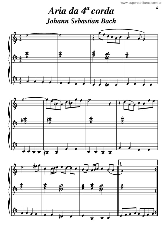 Partitura da música Ária Da 4ª Corda v.2