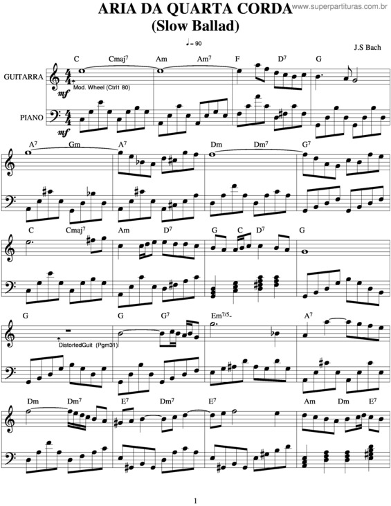 Partitura da música Ária Da 4ª Corda v.3