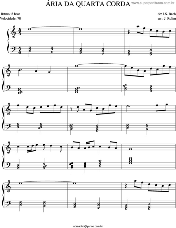 Partitura da música Ária Da 4ª Corda v.4