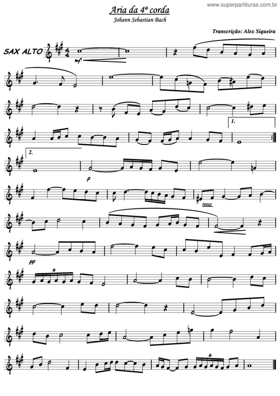 Partitura da música Aria Da 4ª Corda v.5