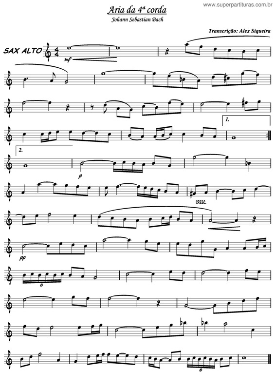 Partitura da música Aria Da 4ª Corda v.6