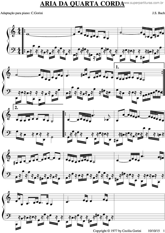 Aria Quarta Corda Bach Bach Aria Sulla Quarta Corda Bwv 1068 Per