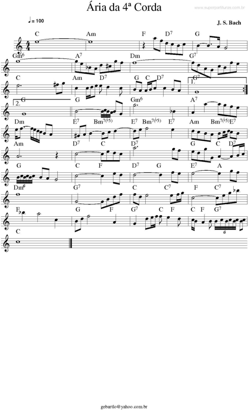 Partitura da música Ária da 4a Corda v.2