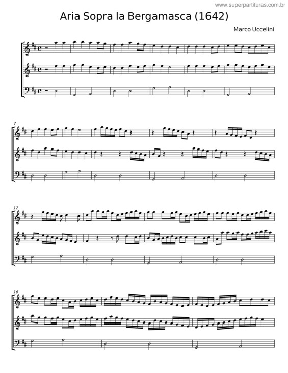 Partitura da música Aria Sopra La Bergamasca v.2