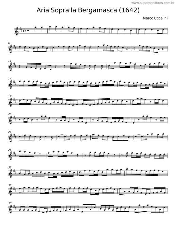 Partitura da música Aria Sopra La Bergamasca