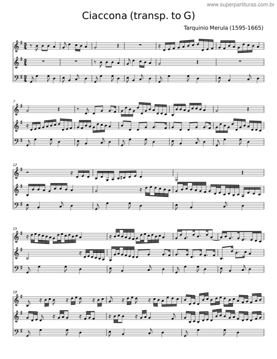Partitura da música Aria Sopra La Ciaccona – Tarquinio Merula