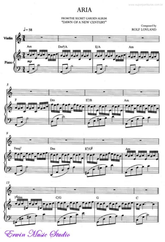 Partitura da música Aria v.2