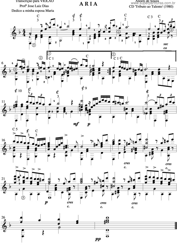 Partitura da música Aria v.4