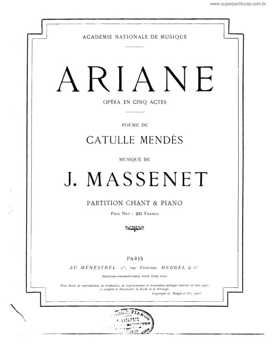 Partitura da música Ariane