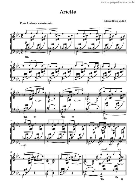 Partitura da música Arietta From Lyric Pieces, Op.12–1 – Edvard Grieg
