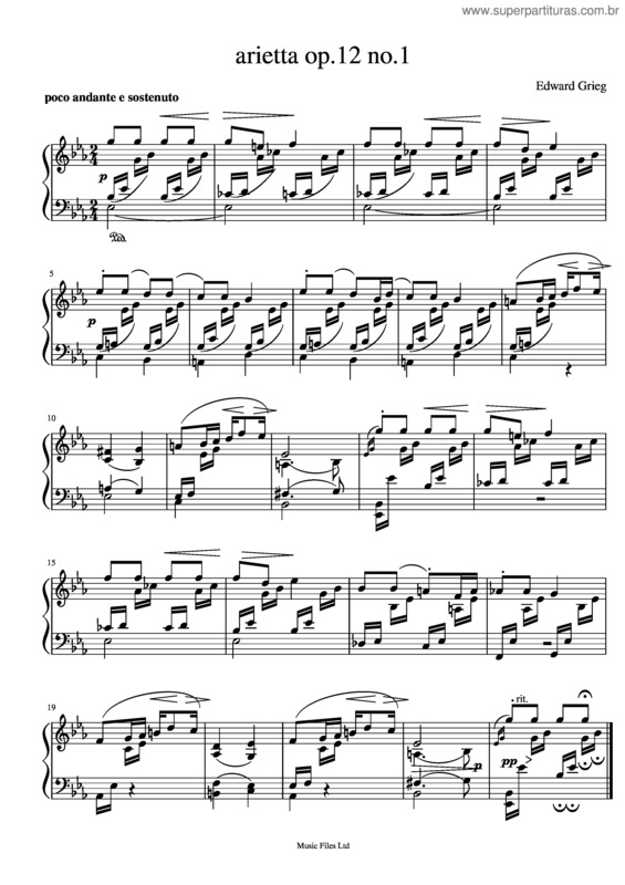Partitura da música Arietta Op 12 No 1