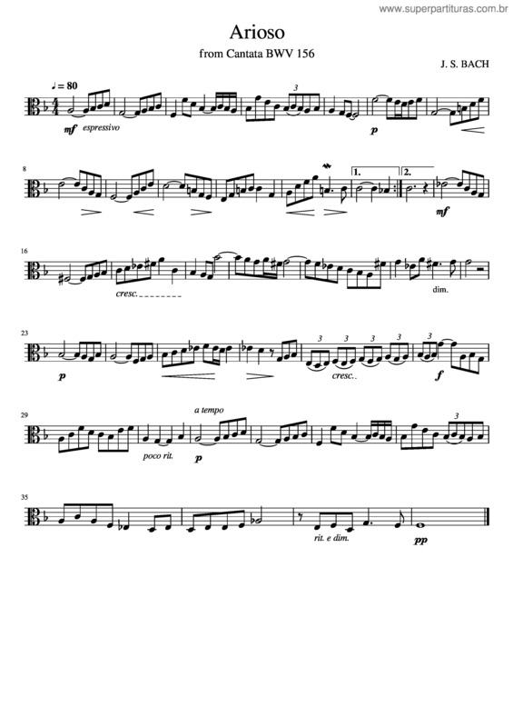 Partitura da música Arioso – Bwv 156 – Viola