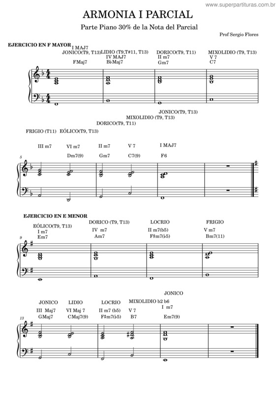 Partitura da música Armonia I Parcial Piano 20241