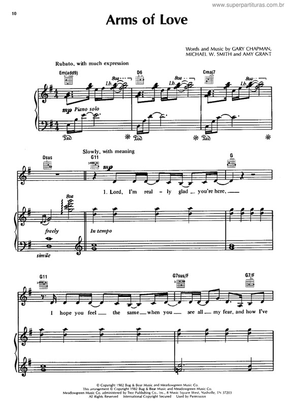 Partitura da música Arms of love