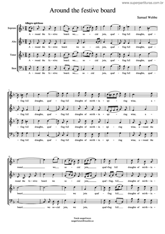 Partitura da música Around The Festive Board – Samuel Webbe