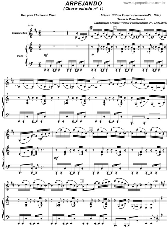 Partitura da música Arpejando