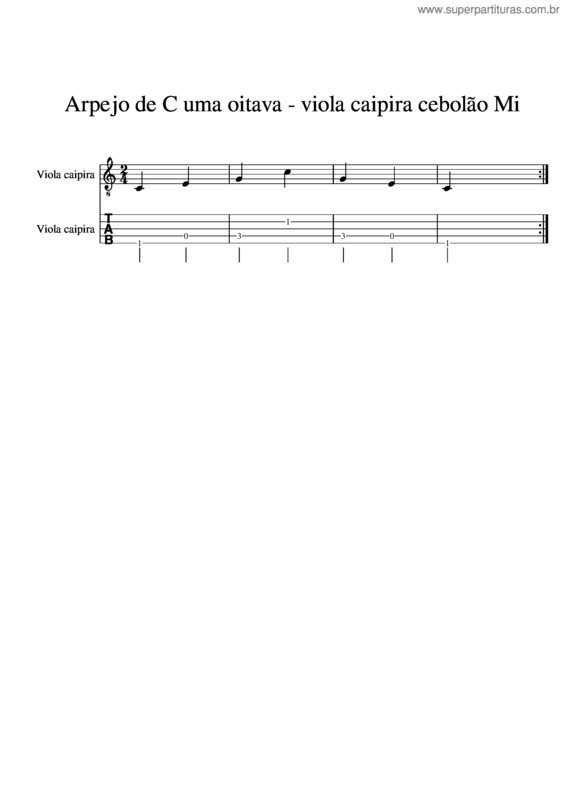 Partitura da música Arpejo De C Uma Oitava – Viola Caipira Cebolão Mi