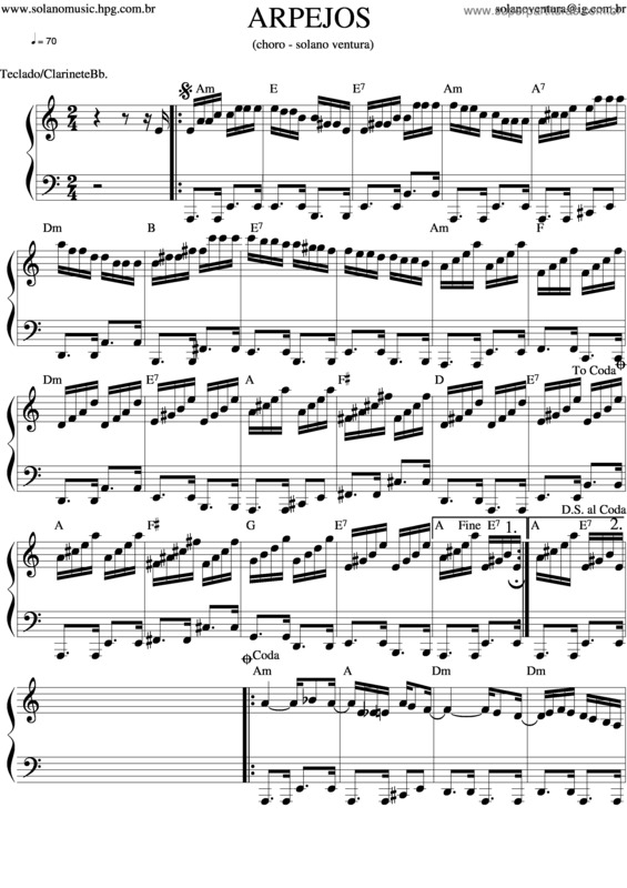 Partitura da música Arpejos