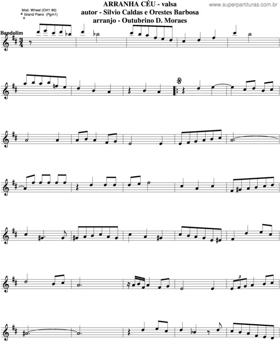 Partitura da música Arranha Céu v.6