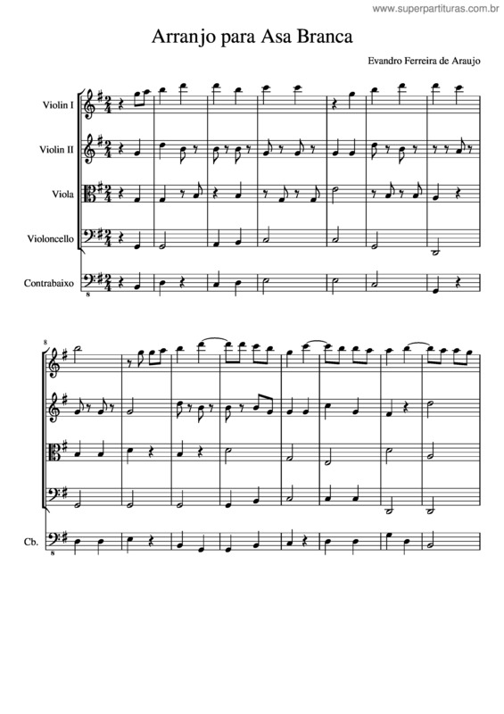 Partitura da música Arranjo Para Asa Branca