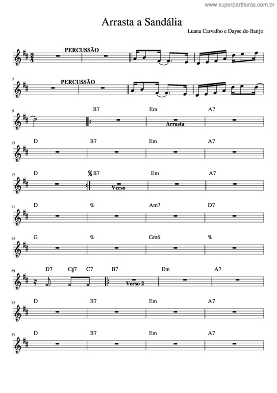 Partitura da música Arrasta A Sandália