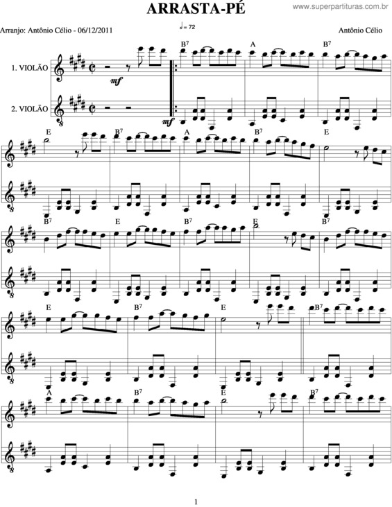 Partitura da música Arrasta Pé v.6