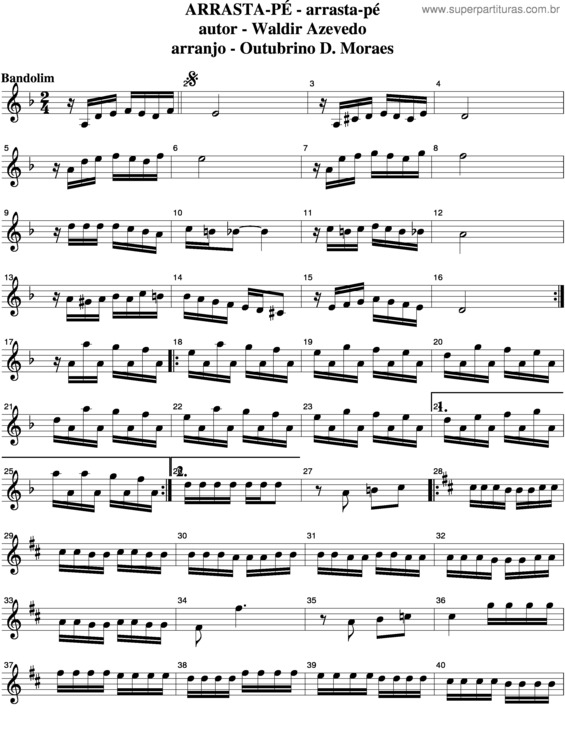 Partitura da música Arrasta-Pé v.7