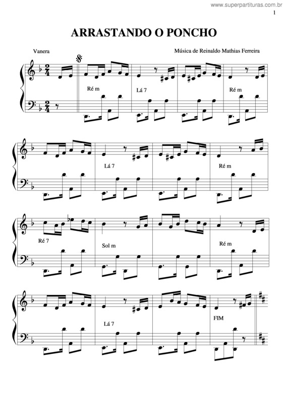 Partitura da música Arrastando O Poncho