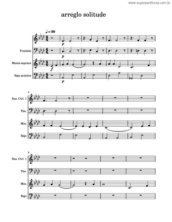 Partitura da música Arreglo Solitude