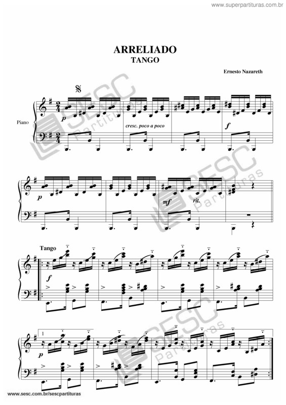 Partitura da música Arreliado