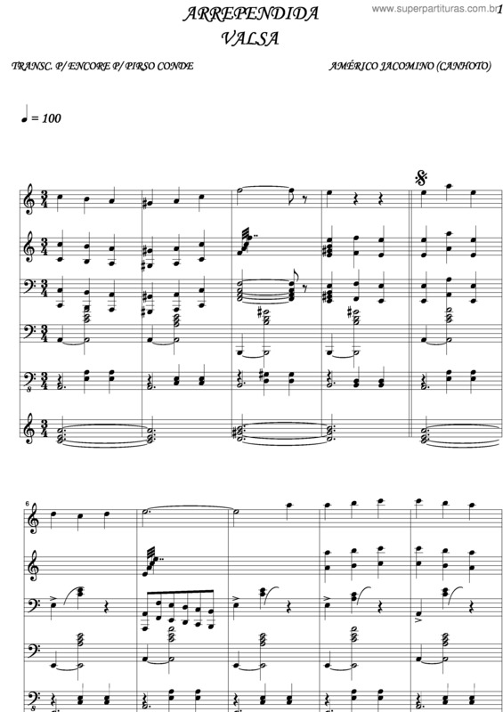 Partitura da música Arrependida v.3