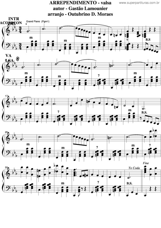 Partitura da música Arrependimento v.3