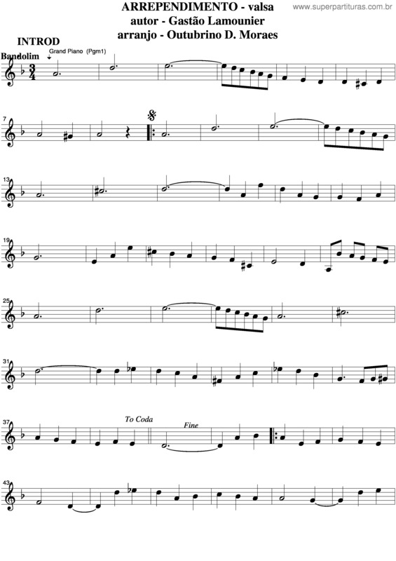 Partitura da música Arrependimento v.4