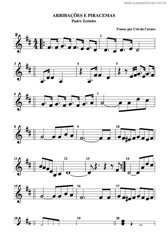 Partitura da música Arribaçôes E Piracema v.2