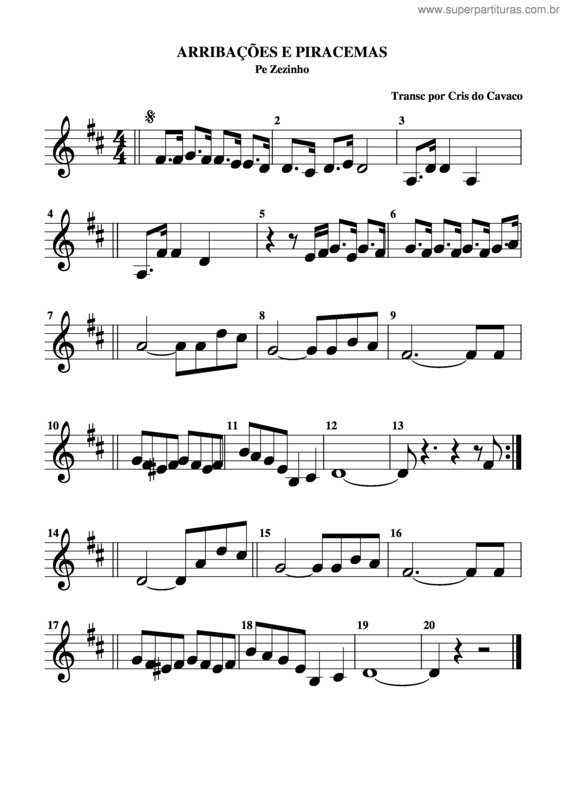 Partitura da música Arribações E Piracema